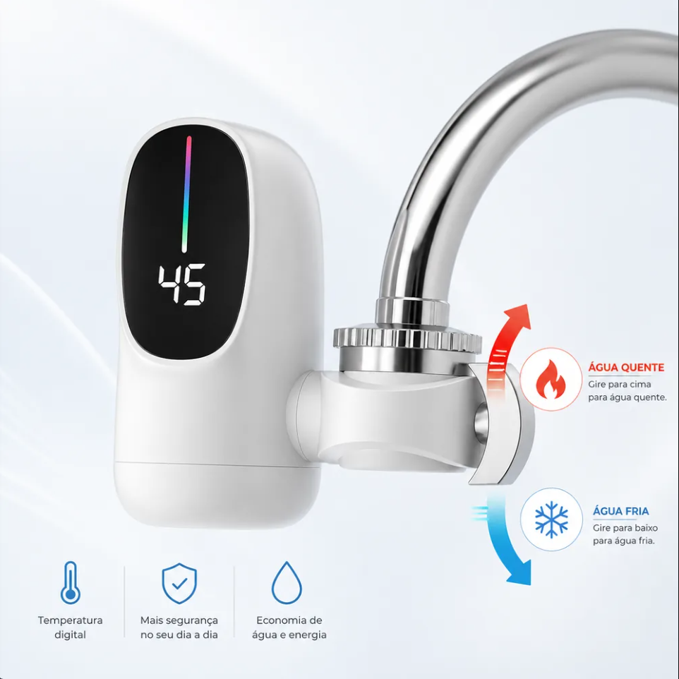 Aquecedor de Água Instantâneo Premium para Torneira (BIVOLT)