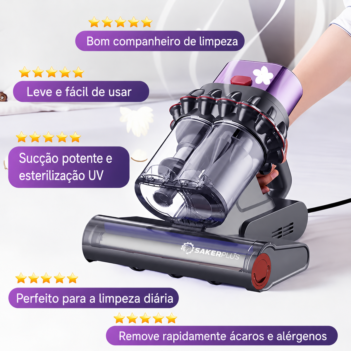 Aspirador UV Antiácaro — Colchões e Sofás