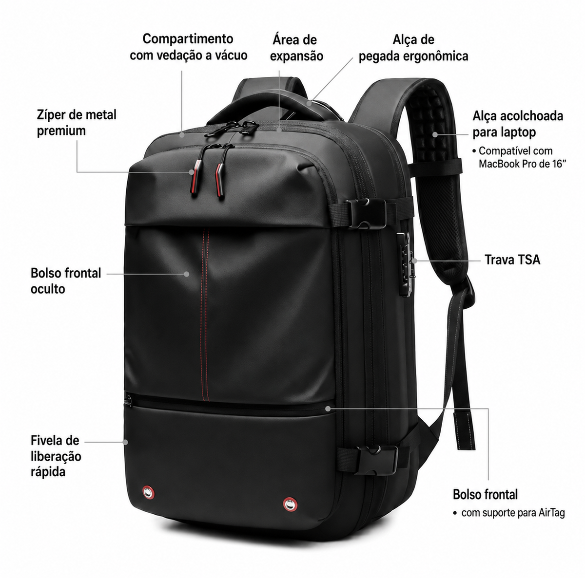 Mochila de Viagem Compressão