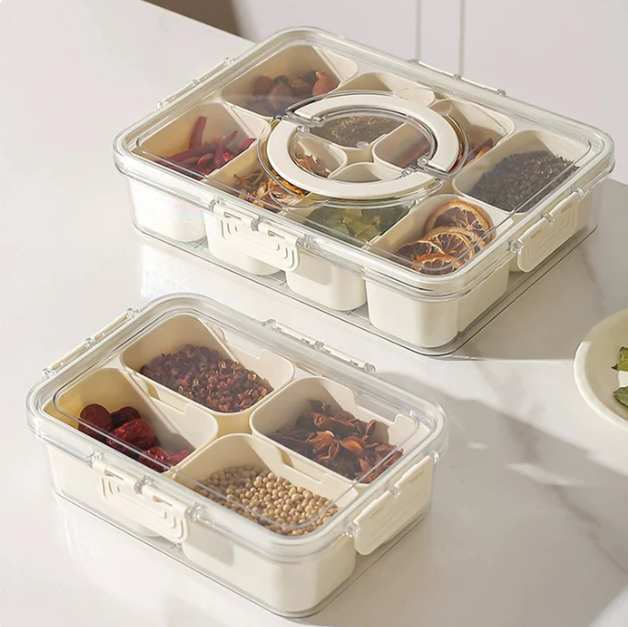 Organizador de Alimento Acrílico Com 8 Divisórias Para Frutas Legumes e Petiscos Transparentes