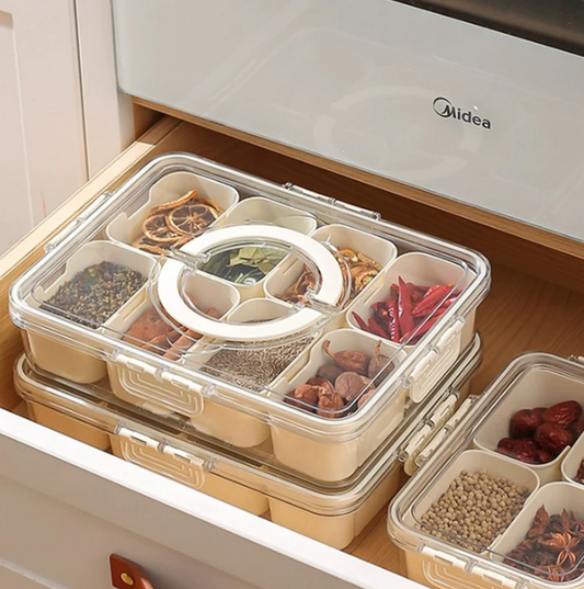Organizador de Alimento Acrílico Com 8 Divisórias Para Frutas Legumes e Petiscos Transparentes