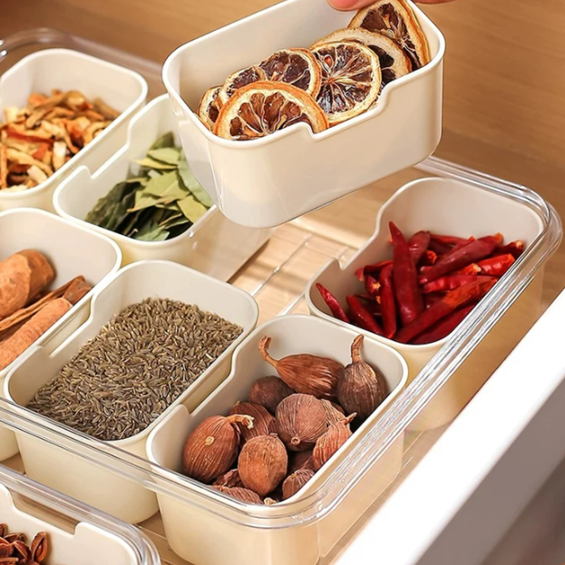 Organizador de Alimento Acrílico Com 8 Divisórias Para Frutas Legumes e Petiscos Transparentes